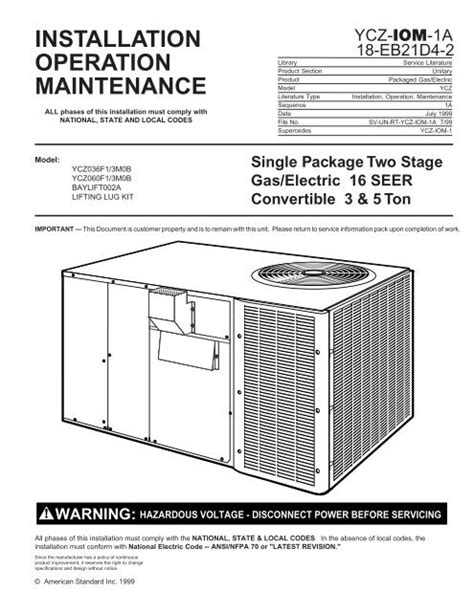 Trane Rooftop Unit Wiring Diagram Trane Voyager Commercial 27 5 To 50