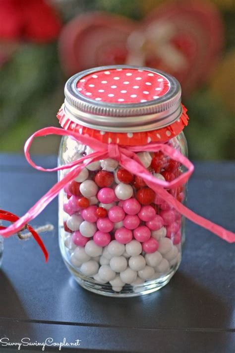 Valentines Day Themed Candy Filled Mason Jars Diy Mason Jar Diy