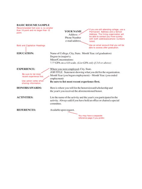 Resume sample with tips on what to include this is a student resume example. 2021 Basic Resume Template - Fillable, Printable PDF & Forms | Handypdf