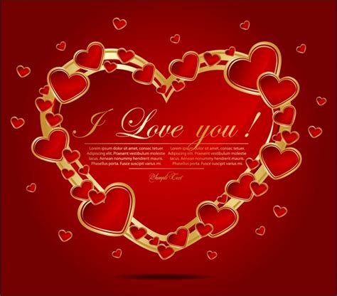 Love Card Template Red Floating Hearts Layout Free Vector In