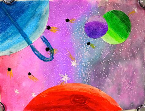 Oil Pastel Planets And Composition Space Art Projects Space Art