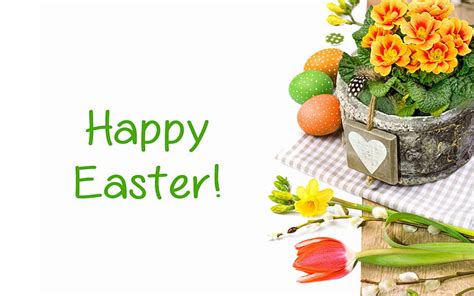 Hd Wallpaper Happy Easter Holidays Eggs Flowers Tulips Flora