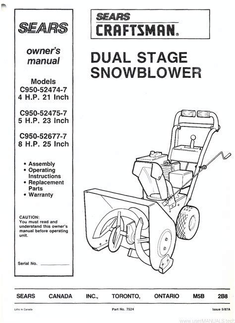 Craftsman Snowblower 179cc Manual