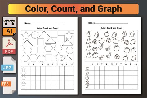 Count Color And Graph Worksheet For Prek Graphic By Bengalcanvas