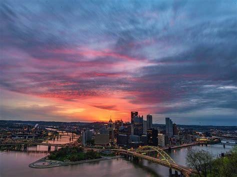Vibrant Color Fills The Sky Over Pittsburgh During A Beautiful