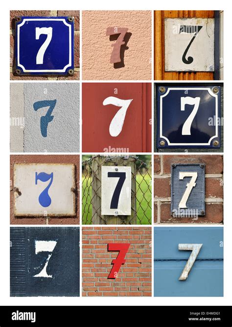 Number 7 Collage Of House Numbers Seven Stock Photo Alamy