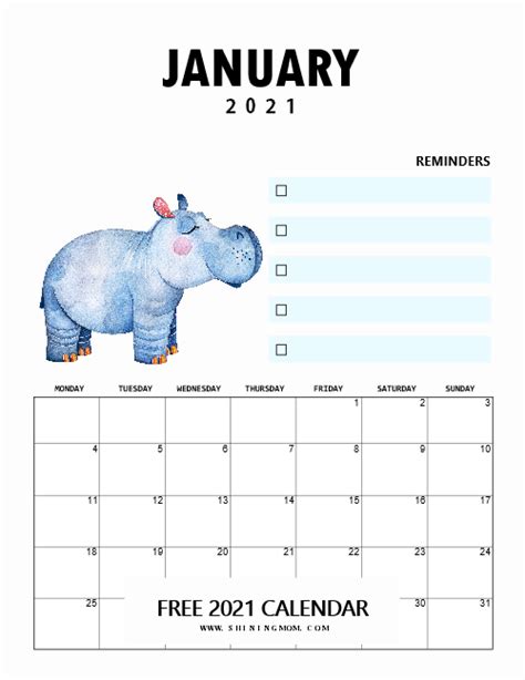 It's not just a pretty monthly calendar, it's also a practical planner with room for notes. 20+ Printable Calendar 2021 Cute - Free Download Printable ...