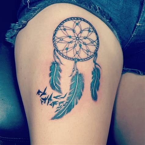 Dream Catcher Tattoo On Thigh Designs Ideas And Meaning Tattoos For You