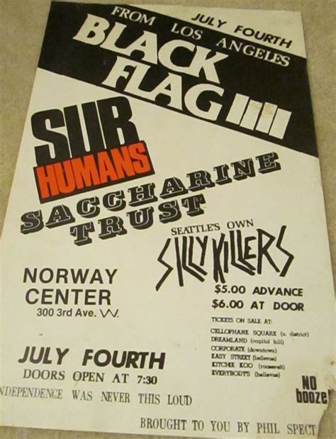 Punk Rock Diner Black Flag In Seattle 1982 Flyer