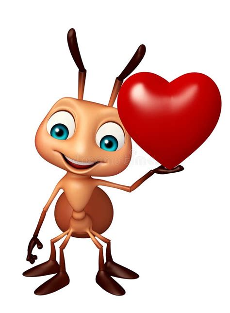 Fun Ant Cartoon Character With Heart Stock Illustration Illustration