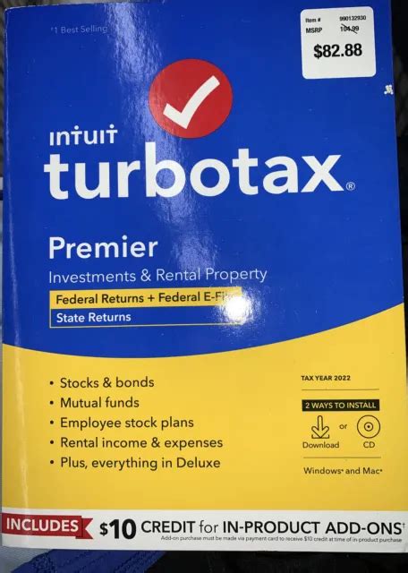 NEW INTUIT TURBOTAX Premier Investments Rental Federal State 2022
