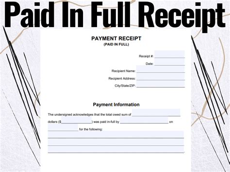 Paid In Full Receipt Paid In Full Receipt Forms Paid In Etsy