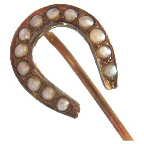 Ehlers And Co 14k Gold Horseshoe Stick Pin With Seed Pearls Us
