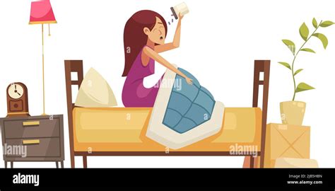 Woman Yawn Bed Stock Vector Images Alamy
