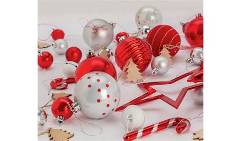 Buy Argos Home Bumper Pack of 50 Baubles  Red & White  Christmas tree