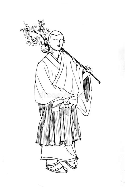 Japanese Buddhist Monk Drawing Stock Photo Image Of Costume