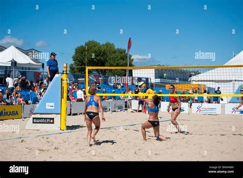Womens Beach Volleyball Competition High Resolution Stock Photography