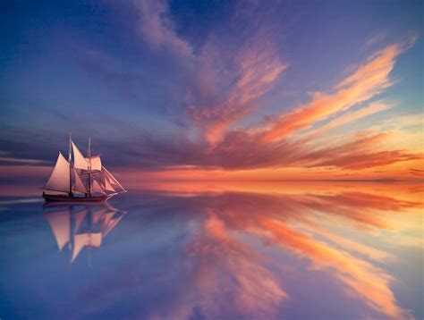 Sailing At Sunset Hd Wallpaper Background Image 2048x1551 Id