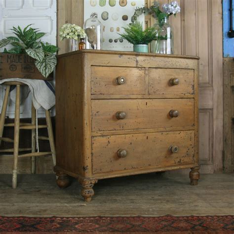 Rustic Antique Pine Chest Of Drawers Mustard Vintage