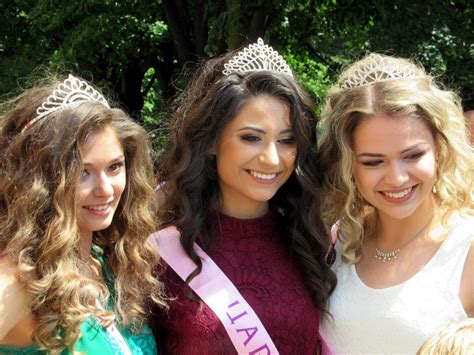 three contestants for the title queen of roses were photographed in kazanlak bulgaria during