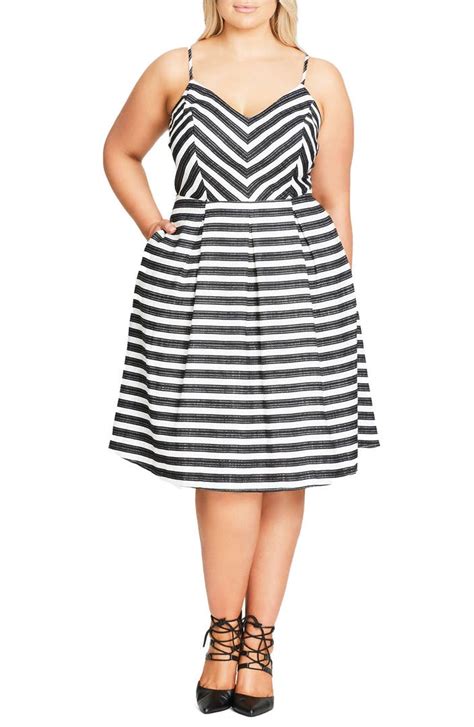 City Chic Marilyn Stripe Fit And Flare Sundress Plus Size Nordstrom