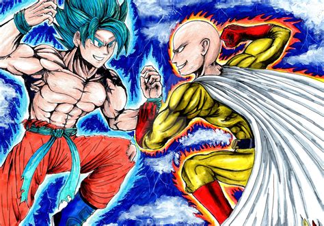 Goku Vs Saitama By Eros Aristoteles Art On Deviantart