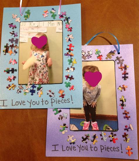 I Love You To Pieces Diy Puzzle Piece Picture Frame Preschool Father