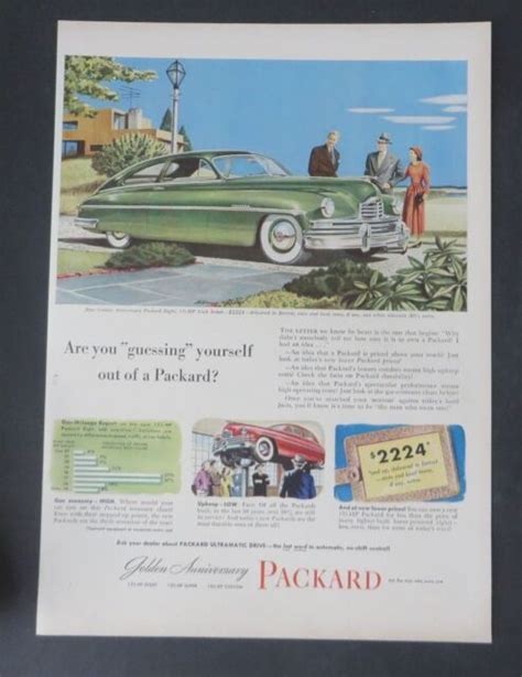 Original Print Ad 1949 Packard Auto 2 Door Golden Anniversary Vintage