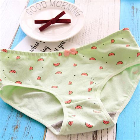 Girls Cute Watermelon Print Panties Cotton Low Rise Underwear Women Bow