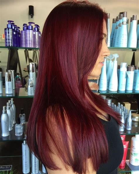 Long Straight Burgundy Hair Auburn Red Hair Color Red Violet Hair Color Red Maroon Colour