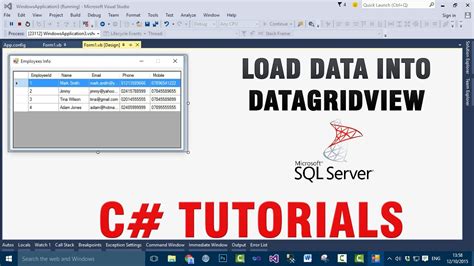 C Tutorials Load Data Into Datagridview From Sql Server Database Youtube