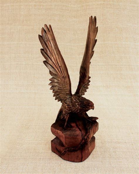 Wood Eagle Statuette Wood Figurine Soviet Hand Carved Wooden Etsy