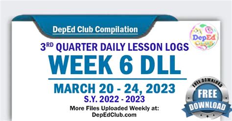 Week Quarter Daily Lesson Log March Dll