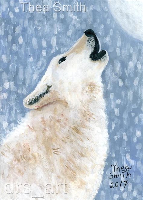 Nfac Dec Orginal 5x7 Acrylic Painting Arctic Wolf Snow Themed Art By