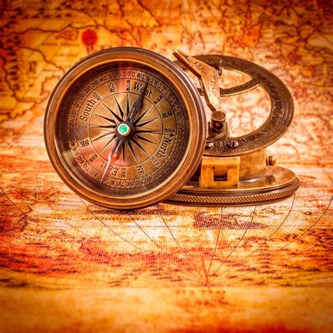 Vintage Compass Lies On An Ancient World Map Stock Image Everypixel