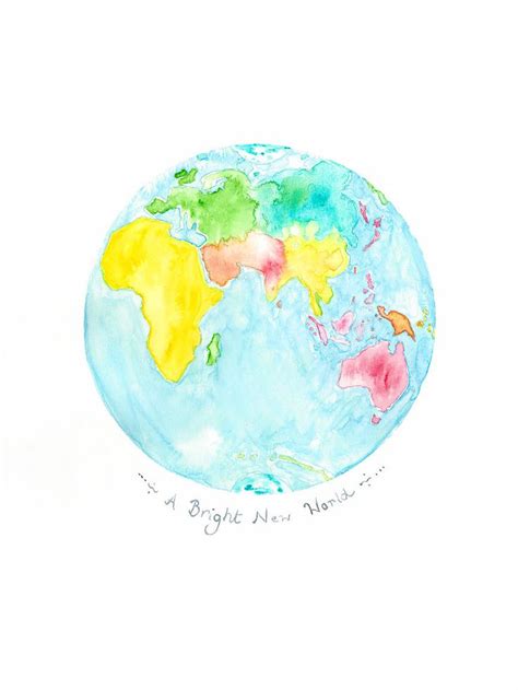 Make For Good Globe Watercolour Planet Earth Print от Winterowls Map