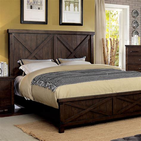 Rustic Wood Queen Bedroom Set 5 Wchest In Brown Bianca By Furniture Of