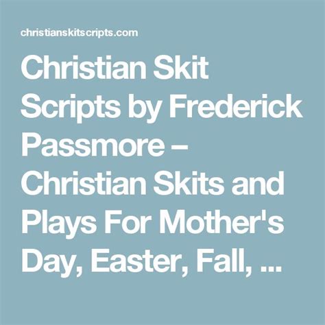 Christian Skit Scripts By Frederick Passmore Christian Skits And