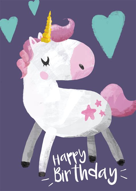 Happy Birthday Unicorn Happy Birthday Illustration Happy Birthday