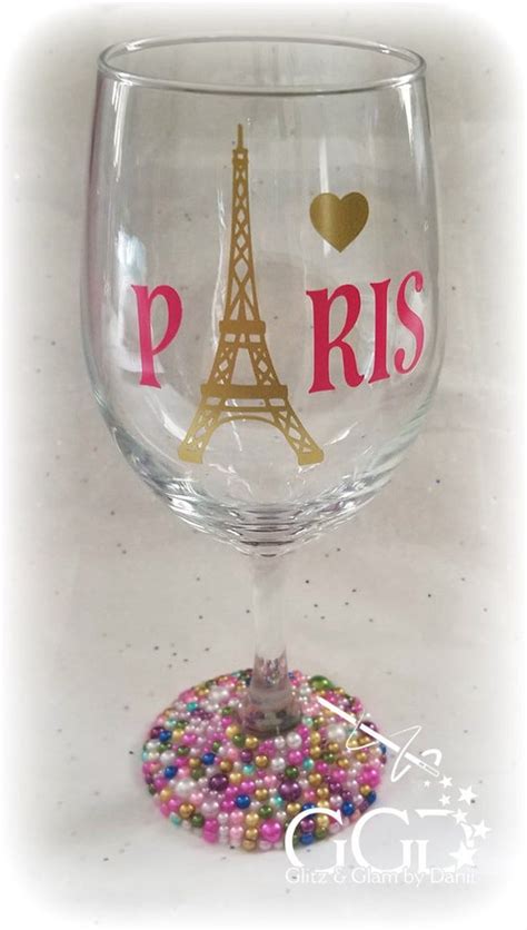 Eiffel Tower Wine Glass Paris Wine Glass T For Paris Fan Etsy Glass Bottle Crafts Glass