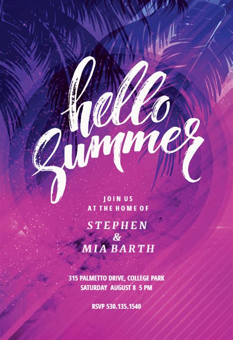 summer pool party invitation template