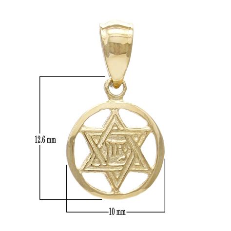 14k Yellow Gold Small Jewish Star Of David Hebrew Chai Charm Pendant 0