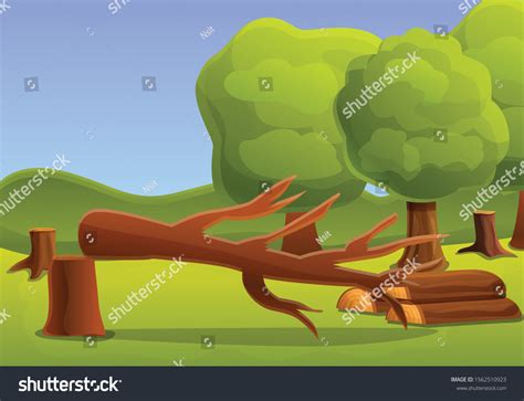 Landscape Deforestation Concept Banner Cartoon Illustration Stock