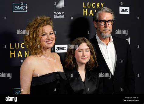 Mireille Enos Left And Husband Alan Ruck Pose With Their Daughter