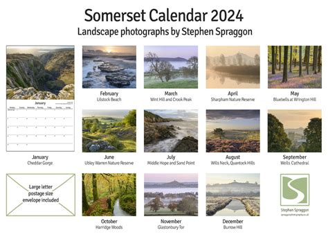 Somerset Calendar 2021 Stephen Spraggon Landscape Photography