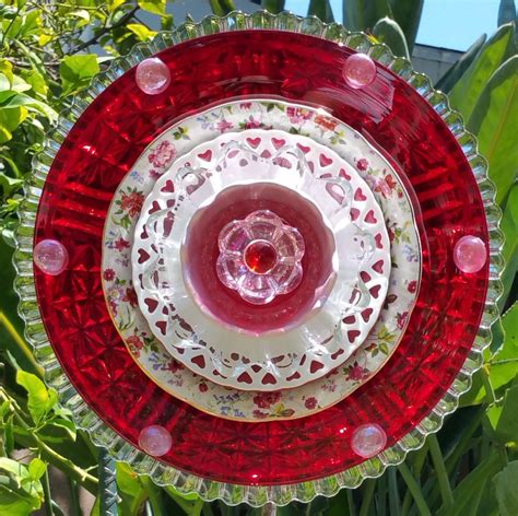 Suncatcher Yard Art Plate Glass Flower Garden Decoration Etsy Glass