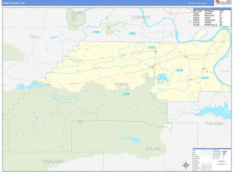 Perry County Ar Zip Code Wall Map Basic Style By Marketmaps Mapsales