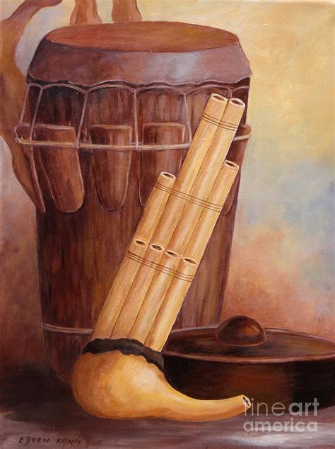 Musical Instruments Of North Borneos Native Painting By