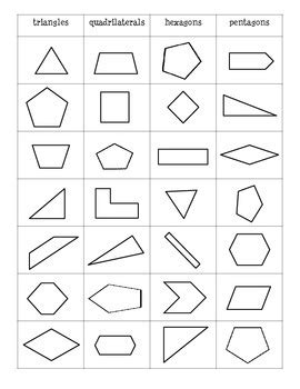 Plane Shape Sort: Triangles, Quadrilaterals, Pentagons ...