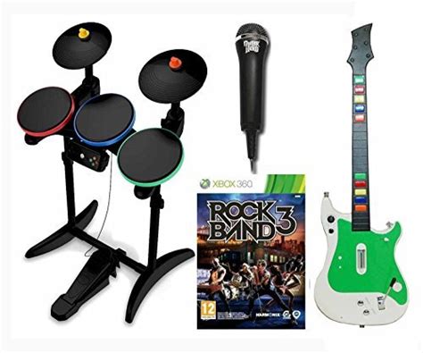 Xbox 360 Rock Band 3 Video Game Wguitar Hero Wireless Drumsmic